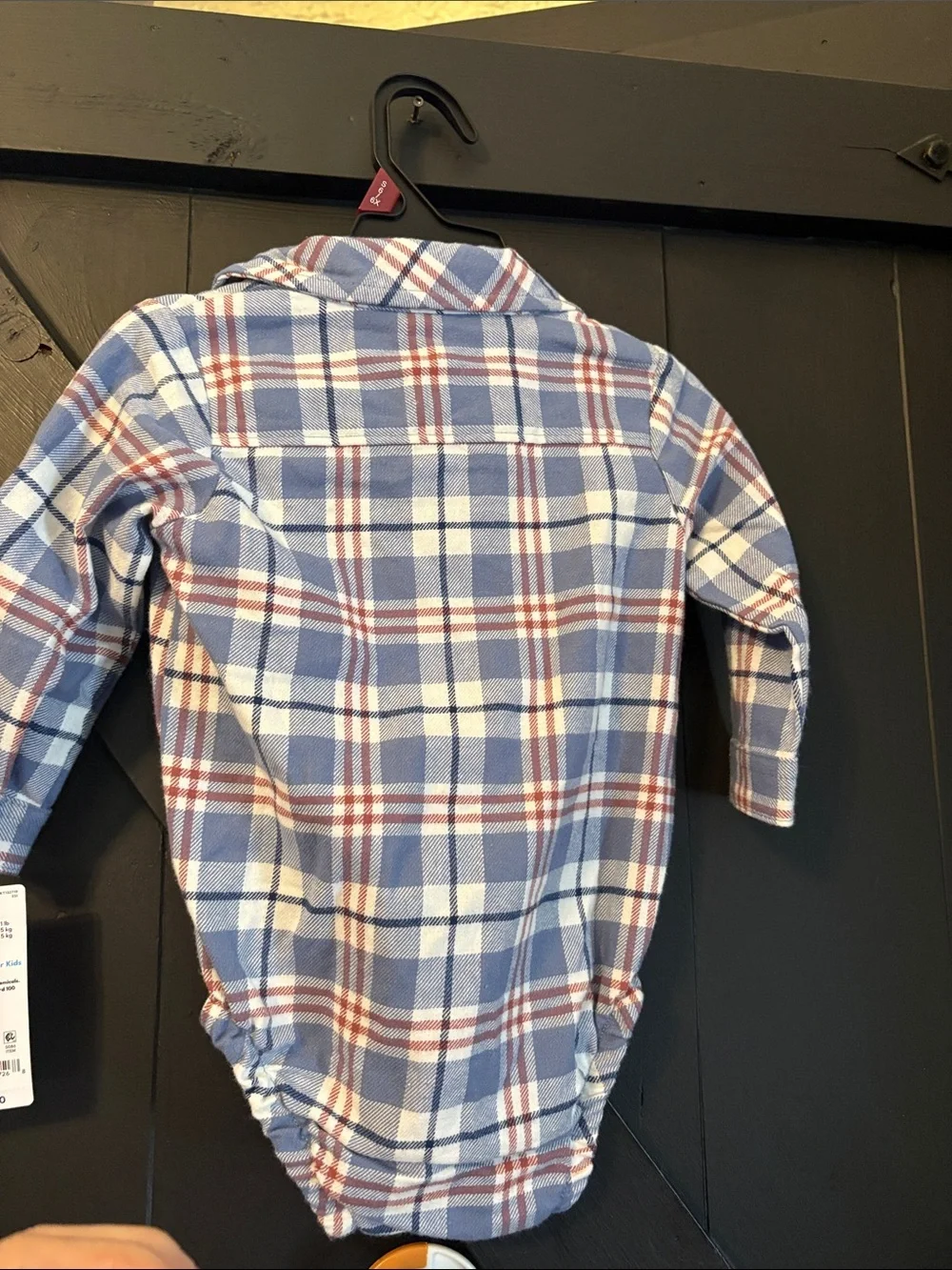 Carter's Blue and White Plaid Button-Up Bodysuit with Blue Pants - Picture 5 of 5